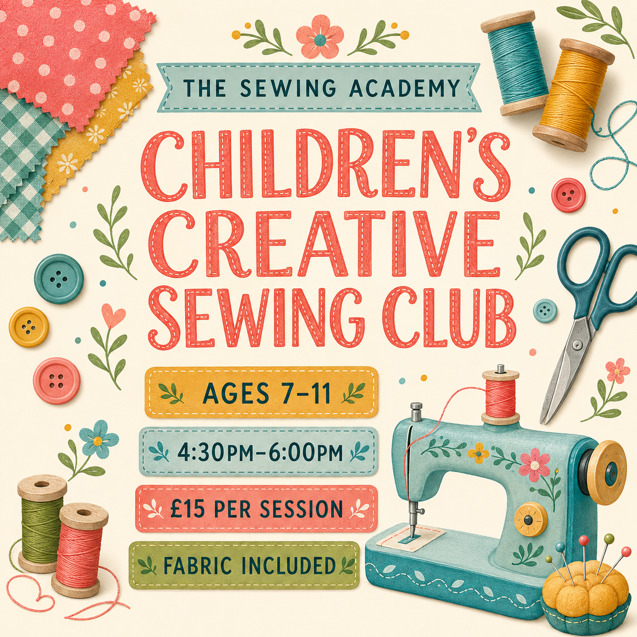 Children’s Creative Sewing Club | Ages 7–11